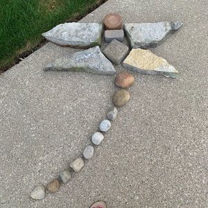 Stones and rocks in shape of dragonfly.